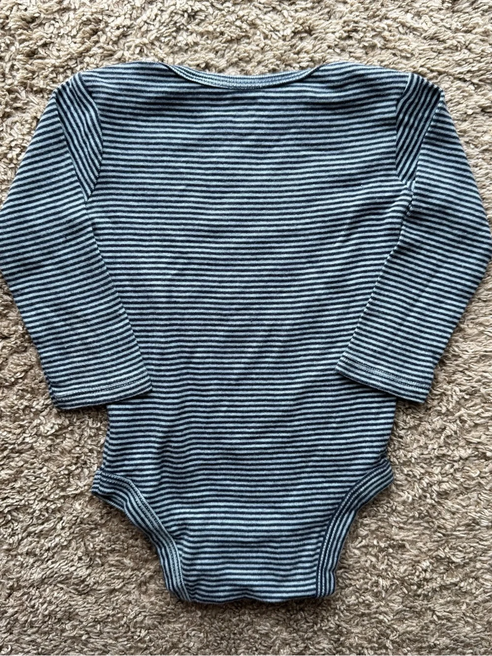 Gerber Blue Striped Long Sleeve Bodysuit Baby One Piece 3-6M Cotton